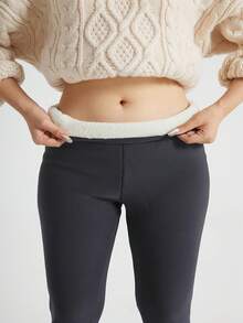 Autumn And Winter Fashion Label Tights Warm And Comfortable Tights, High Elastic Warm Women's Sportswear, Machine Washable, Solid Color, Very Suitable For Leisure Or Home Wear - Grey - View 10