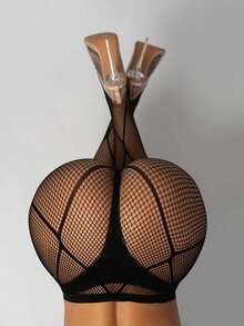 1/3/6双装 女士0D紧身提拉透气渔网袜，适合日常穿着 - 黑色 - 查看 2