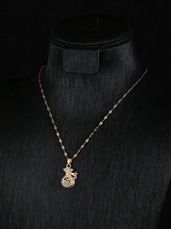 1pc Golden Lucky Bag Good Luck Amulet Pendant Necklace For Men Women