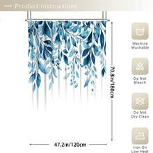 1/3/4-Piece Shower Curtain Bathroom Set, Simple Blue Leaf Pattern, Waterproof And Durable Accessories, With 12 Hooks - Includes Toilet Seat Cover, Bath Mat And Rug - Non-Slip Polyester Fabric - Washable - Perfect For Holiday Decorations, Home/Bedroom/House/Western Style Decor. - Multicolor - View 19