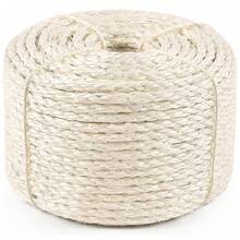 Dây thừng sisal trắng 50m/cuộn, Dây thay thế cho trụ cào móng cho mèo, Dây thừng cào móng cho mèo dày 4mm, Thích hợp cho trụ cào móng cho mèo, Cây, Bàn, Ghế, Bảo vệ đồ nội thất, Đồ thủ công DIY - 50 mét - Xem 1