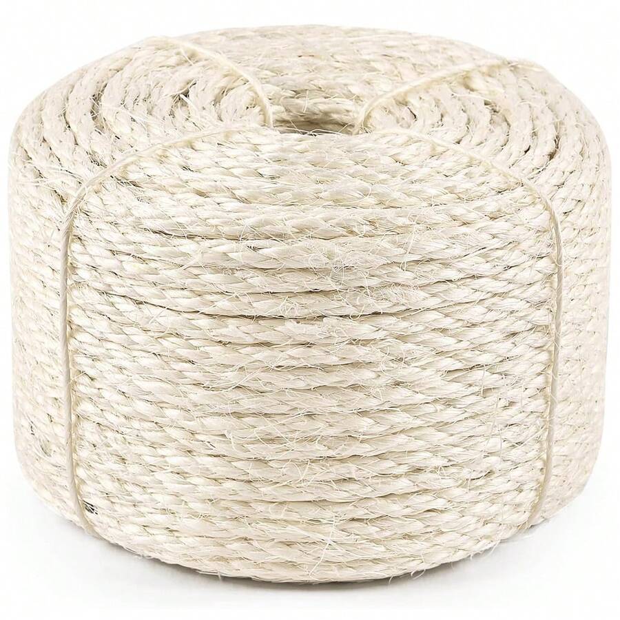 Dây thừng sisal trắng 50m/cuộn, Dây thay thế cho trụ cào móng cho mèo, Dây thừng cào móng cho mèo dày 4mm, Thích hợp cho trụ cào móng cho mèo, Cây, Bàn, Ghế, Bảo vệ đồ nội thất, Đồ thủ công DIY - 50 mét - Xem 1