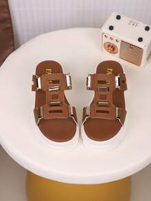 1 Pair Children's PU Leather Thick Sole Casual Slippers, Suitable For Summer