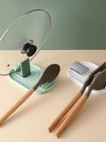 1个可折叠锅盖铲架，厨房炉灶收纳整理架，沥水用具筷子架 - 彩色 - 查看 5