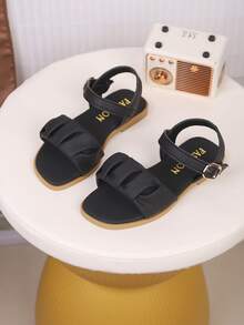 1 Paio di Sandali Piatti Alla Moda e Comodi in Pelle PU per Bambini, Adatti per l'Estate - nero - Visualizzare 7