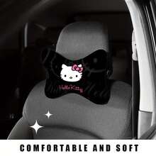 Sanrio 三丽鸥 Hello Kitty 汽车头枕（半个装），白色猫咪动漫软头枕，涤纶面料，可爱汽车座椅套配件，理想的生日、圣诞节和情人节礼物