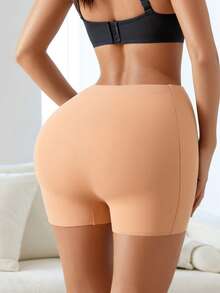 Women's High Waist Seamless Safety Shorts, Silky Fabric, Women's Safety Pants, Women's Briefs, Women's Cycling Shorts, Women's Waist Cincher, Sexy Butt Lifting Shapewear, Yoga Shorts - Orange - View 3