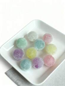 10pcs/Set Mixed Style Flocked Heart, Star, Bell, Bow Beads DIY Decorative Jewelry Accessories