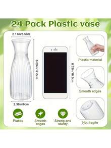 Vasos de plástico listrados, vasos transparentes e peças artesanais para arranjos florais são adequados para diversos buquês e decorações, festivais e decoração de casa. São ideais para decoração de mesas, casamentos, jantares em família, decoração de vasos e presentes de Dia dos Namorados.