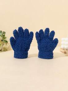 1 Pair Unisex Kids Candy Color Thickened Knitted Half-Fleece Five-Finger Gloves, Autumn/Winter - 1Pair - View 28