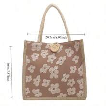 1 Piece Of New Linen Hand-Held Lunch Bag - Japanese-Style Casual Outing Mom Bag - Student Hand-Held Lunch Box Bag - Popular On  - Versatile, Lightweight, Breathable, Small-Sized, And Unique Women's Bag - 卡其色 - 查看 2