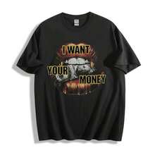 Double-Sided Printed T-Shirt, Suitable For Men And Women, The Best Gift For Summer Casual Short Sleeved T-Shirt - Premium Cotton Graphic Printed Round Neck T-Shirts - Unisex Loose - Fit Comfortable Vintage Street - Style Cotton T-Shirt Top - 黑色 - 查看 5