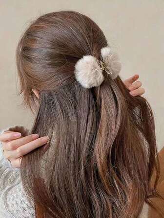 1pc Women Fashion Butterfly Fluffy Hair Claw Elegant Hair Clips Fashion Hair Clutch Winter Hair Accessories