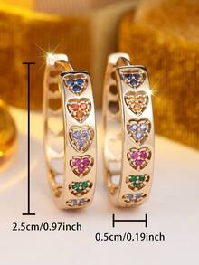 1 Anting-Anting Berbentuk Hati Zirkonia Kubik Pelangi yang Bergaya dan Mewah untuk Wanita - Hadiah Sempurna untuknya - MultiWarna - View 5