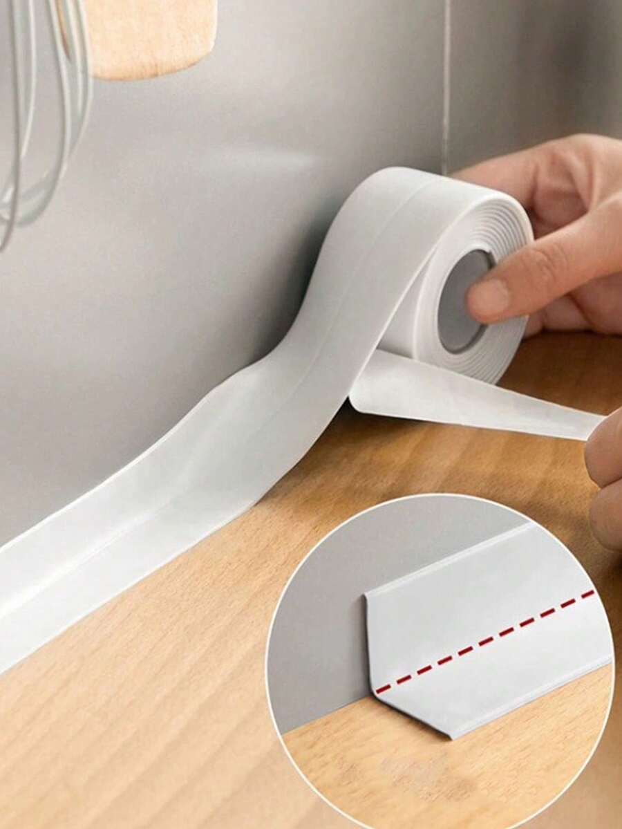 1 cuộn băng keo PVC chống thấm nước tự dính dùng cho khe nứt, thích hợp cho nhà bếp, phòng tắm, bồn tắm - trắng - Xem 1