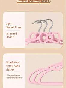 1/5/10 piezas Perchas para ropa con diseño de lazo rosa, perchas de plástico con lazo antideslizante para el armario de niñas, adecuado para dormitorio de estudiantes, armario del dormitorio, organizador, almacenamiento en el hogar - Rosa - Ver 9
