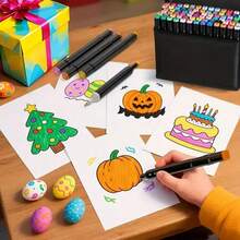 12/24/36/40/48/60/80/100/120/168/204/262色双头马克笔，艺术绘画马克笔套装，含笔架和笔袋，手写设计笔套装，专业美术用品，文具礼品，圣诞节和生日礼物 - 彩色 - 查看 7