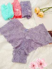 24/18/12/6PCS, New Arrival: Low-Waist Lace Panties Moisture-Wicking And Sweat-Wicking Breathable Low-Waisted  PantiesMix-And-Match Design Sitting For A Long Time Sizes M To XXL Fashionable And Minimalist  Beautiful And Breathable Beach Camping Holiday Work (Going To - 6PCS多色 - 查看 4