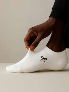 1/9/15 Đôi tất Unisex, Mềm mại & Thoáng khí, Tất thể thao, Tất thời trang, Tất ngắn màu trắng/đen/xám, Họa tiết nơ, Kiểu dáng đơn sắc tối giản, Thích hợp để mặc hàng ngày - Nhiều màu - Xem 4