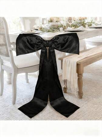 1pc Black/Pink/Gold/White/Burgundy/Red Satin Bow Decor For Birthday Party, Wedding, Home Decoration, Theme Party, Wedding, Graduation