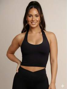 Blusa Frente Única Busto Forrado Top Costa Nua Suplex Cropped Feminino