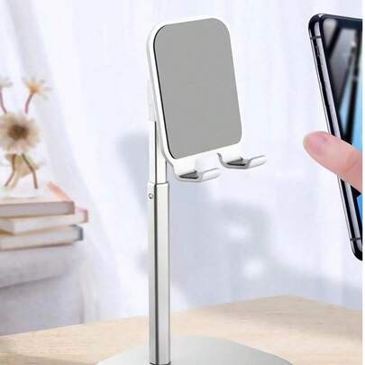 1个可调节金属手机/平板电脑桌面支架，多角度支架，适用于直播，兼容、安卓手机，生日礼物，送给家人、朋友，适用于办公室、宿舍和家庭使用，360度旋转手机支架，承重力强。