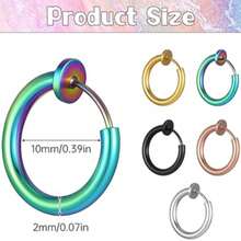 10 peças de brincos retráteis de aço inoxidável, sem piercing, brincos de argola falsos para mulheres e meninas, sem furos para orelhas, com clipe para orelha - Clipes de orelha não perfurados de 10 mm - Ver 7