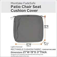 Classic Accessories Montlake - Funda de cojín Cuadrada para Asiento Aire última intervensión, Resistente Agua, 18 x 18 x 2 Pulgadas, Funda de cojín Cuadrada para Muebles de Patio, Color Rojo(21" x 19" x 3" thick carbón claro) - Multicolor - Ver 2