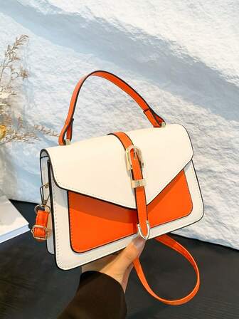 Belt Decor Flap Handbag Shoulder Bag