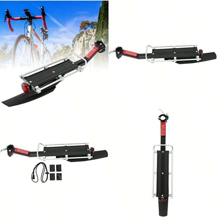 AMONIDA Porta Bultos para Bicicleta, Aleación de Aluminio Estante Ajustable Y Poste Inferior Portabultos para Bicicleta Parrilla para Bicicleta con Accesorios para Mayoría de Bicicletas(default) - Multicolor - Ver 1