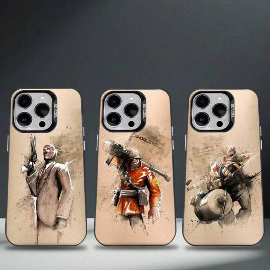 Funda de Teléfono para Juego T-Team F-Fortress 2 para 17,16,15,14,13,12,11,Pro,Max,Plus,E Cubierta Negra de TPU - Z1 - Ver 1