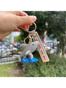 1个新款意大利Brainrot动物Tralalero Tralala钥匙扣，趣味Sigma Skibidi Rizz猫咪傻瓜表情包钥匙扣，粉丝朋友礼物 - 彩色 - 查看 1