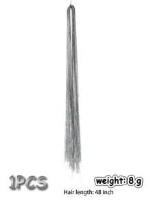 Holographic Glitter Hair Tinsel, Heat Resistant Shiny Hair Tinsel, For Christmas, New Year Party - Silver - View 11