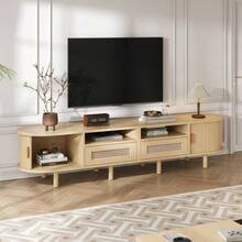 Television Stands & Entertainment Centers - Light Oak + MDF + Metal & Wood - View 4