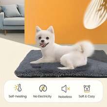 Lit auto-chauffant pour chat, tapis auto-chauffant pour animaux de compagnie, coussin pour animaux de compagnie super chaud pour une utilisation intérieure et extérieure, avec housse amovible, fond antidérapant, lavable, sans chauffage électrique - Gris - Voir 5