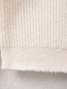 少女针织开衫，饰有刺绣花卉边饰 - 白色 - 查看 9