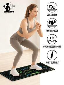 1pc 35x80cm (13.78x31.5 Inches) 1000GSM High Density Silicone Yoga Mat | Non-Slip Wear-Resistant Waterproof Fitness Training Mat | With Foot Position Guide Line Suitable For Squats, Yoga, Strength Training | Suitable For Wooden Floor, Tile, Cement | Washable And Easy To Clean, Multipurpose Home Gym Exercise Mat - Multicolor - View 8