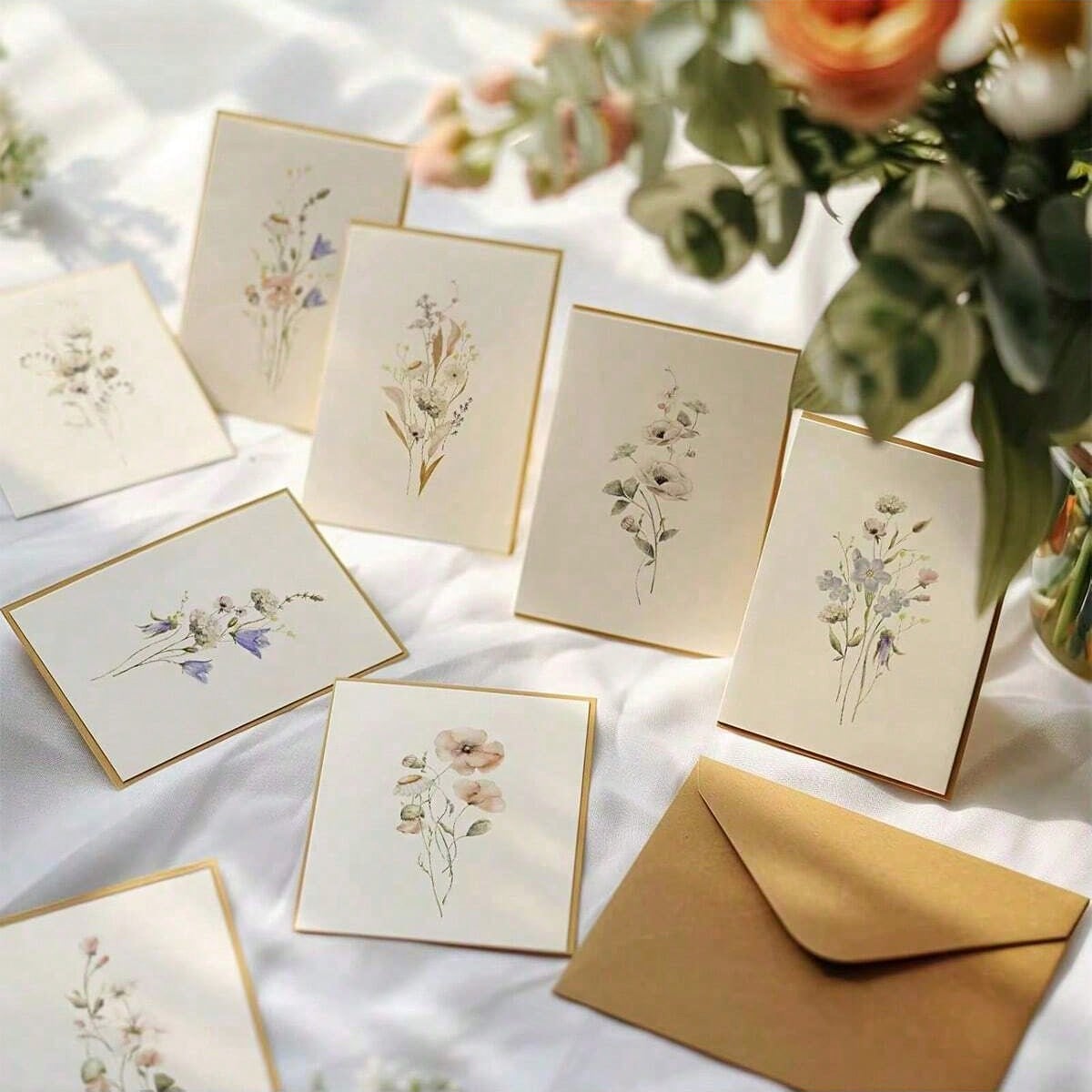 10 set of greeting cards artistic decorated with w...