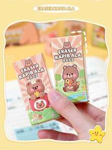 12pcs Water Vole Plush Doll Erasers, Creative Assemble Design Erasers, Clean Without Debris, Birthday Gift, Water Vole Gift Box, Cute Cartoon Figurine, Office Supplies, School Stationery, Party Favors, New Year Gift, Gift Bag Filler - Multicolor - View 6