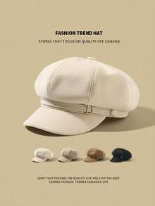 Women's Autumn And Winter Hat, British Style, Retro Eight-Sided Hat, Fashionable And Versatile Duckbill Beret, Japanese Artist Cap. Suitable For Daily Matching And Autumn Accessories, Perfect For Going Out, Walking, Shopping, And Everyday Wear. - View 2