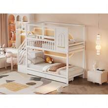Kids Bed Frames, Headboards & Footboards - White + Wood + 90cm*200cm-1 - View 7