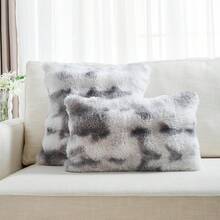 1pc Solid Color Cushion Cover (Pillow Insert Not Included), Soft Faux Fur Large Striped Decorative Pillow Sham, Suitable For Living Room Sofa - Bubble Velvet Grayish White - View 4