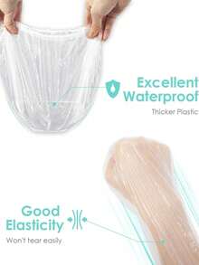 100pcsTransparent Disposable Non Wash Shower Cap, Waterproof Elastic Shower Cap, Thick, Large, High Elastic Shower Cap, Used For Bathing And Hair Care, Easy To Carry During Travel Back To School - Clear - View 11