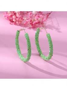 1 Pair Colorful Shiny Exaggerated Circle Earrings, Fashionable For Party And Daily Wear - circle - View 26