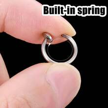 10 peças de brincos retráteis de aço inoxidável, sem piercing, brincos de argola falsos para mulheres e meninas, sem furos para orelhas, com clipe para orelha - Clipes de orelha não perfurados de 10 mm - Ver 8