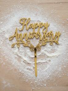 1件/3件/3件 Happy Anniversary 壓克力蛋糕裝飾插牌，週年蛋糕裝飾，情人節蛋糕裝飾，結婚週年蛋糕裝飾，居家廚房必需品，烘焙裝飾，烘焙用品，蛋糕用品 - 金色 - 查看 3