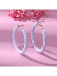 1 Pair Colorful Shiny Exaggerated Circle Earrings, Fashionable For Party And Daily Wear - circle - View 1