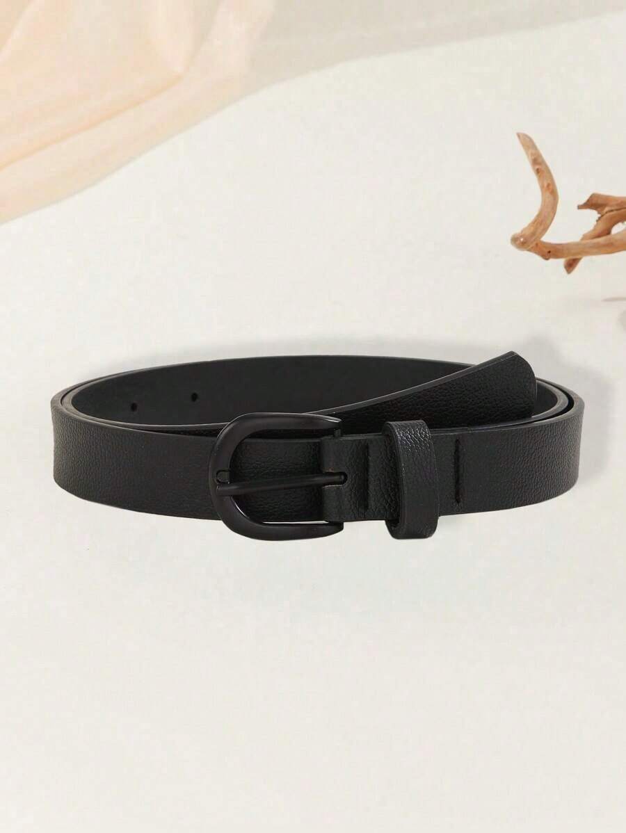 1 Piece Elegant And Minimalist Women's Belt With Square Buckle, Versatile For Dresses, T-Shirts, Jeans, Suits, Casual And Office Use, Solid Color PU Leather - màu đen - Xem 1