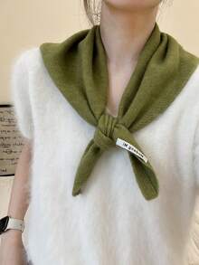 1pc Triangle Scarf, High-End Wool Blend Women's Knitted Shawl, Small Capelet, Suitable For Hiking, Cycling, Camping, Travel, Dating, Events, Keeping Warm, And As A Gift. - Multicolor - View 8