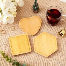 Posavasos DIY con bolígrafos y etiquetas, manteles individuales resistentes al calor para estudiantes, elegantes posavasos de bambú y madera para tazas de té - Multicolor - Ver 1